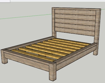 Moderne Bauernhaus Bettrahmen Pläne, Königin Bettrahmen DIY Pläne, Pdf Download