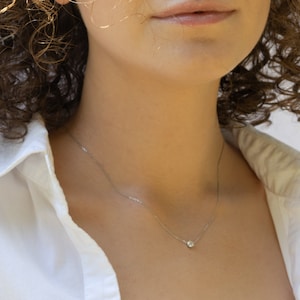 luxury necklace Dainty Gold CZ Necklace,Floating Solitaire Necklace, Minimalist Jewelry, Bridesmaid Necklace, Gift for her,Solitaire Pendant