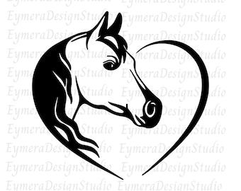 Horse heart SVG,  Horse love svg clip art, Horse head svg, Equestrian SVG,PNG,Ai,Jpg,Pdf, Horse Lover,Digital Download