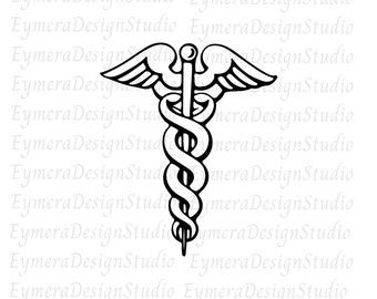 Medicinsk symbol svg, png, jpg, pdf, ai, hälso- och sjukvårdssvg, Caduceus-symbol svg, medicinsk symbol clipart, digital nedladdning