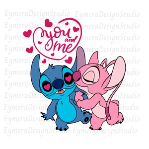 Stitch & Angel Heart Svg, Stitch Png, Angel Cartoon Love SVG, Png, Ai, Jpg, Pdf, Digital Download