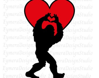 Bigfoot Heart Valentine's Svg, Png,Ai,Jpg,Pdf,Sasquatch Lover, Bigfoot Love, Sasquatch Heart Art,Digital Download