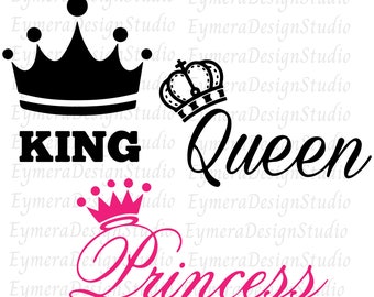 Princess SVG, Queen SVG, King SVG, Birthday Princess, Birthday Queen, Svg, Png, Pdf, Ai, Jpg, Pdf, t-shirt, Sweatshirt, Cricut, Clipart