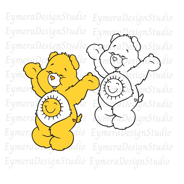 Care bears SVG, PNG, Jpg, Pdf, Ai,  Sun Bear svg, Bear Care svg, Happy bear svg, Yellow  bear svg, Bear png, Cute Bear Svg Cut file Cricut