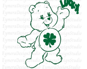 ST. Patrick Care Bear SVG,  St Patrick Day Design, Digital Download, 4 Leaf Clover  Design SVG, Png, Ai, Jpg, Pdf, Instant Download