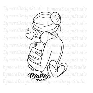 ママと赤ちゃんの svg、ママの svg、母親の svg、赤ちゃんのシルエット、母の日のシルエット、svg、png、ai、jpg、pdf、デジタル ダウンロード
