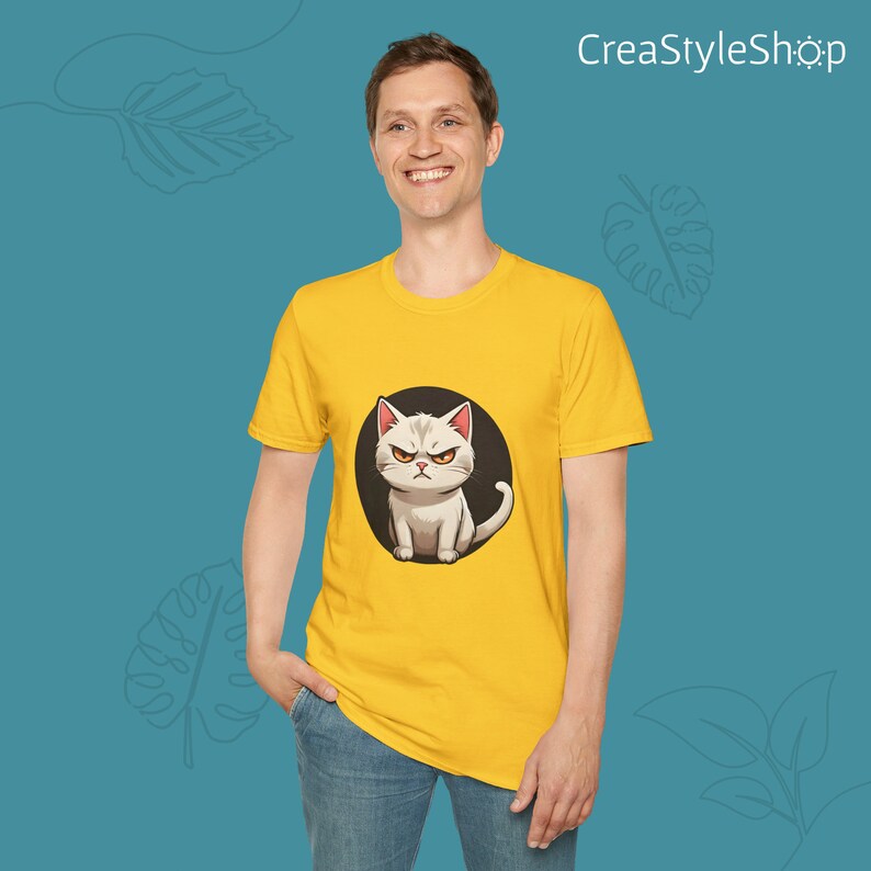 Unisex cotton t-shirt "Angry Cat" - Angry cat is in the place image 9