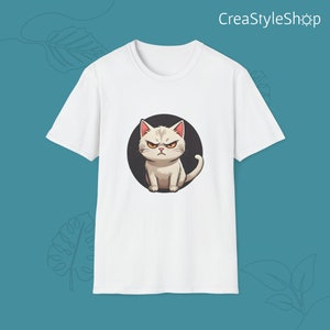 Unisex cotton t-shirt "Angry Cat" - Angry cat is in the place White