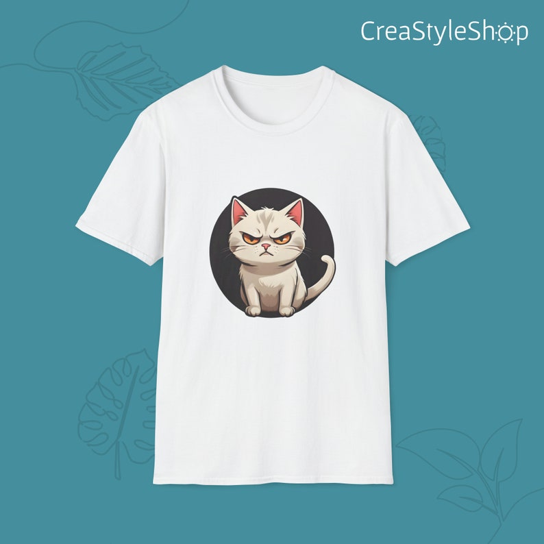 Unisex cotton t-shirt "Angry Cat" - Angry cat is in the place White