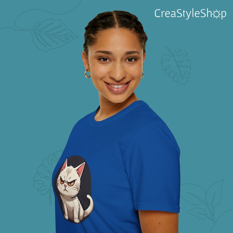 Unisex cotton t-shirt "Angry Cat" - Angry cat is in the place image 8