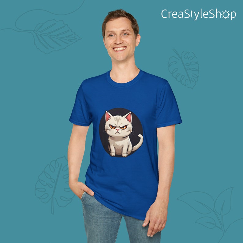 Unisex cotton t-shirt "Angry Cat" - Angry cat is in the place image 7