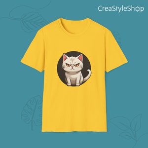 Unisex cotton t-shirt "Angry Cat" - Angry cat is in the place Daisy