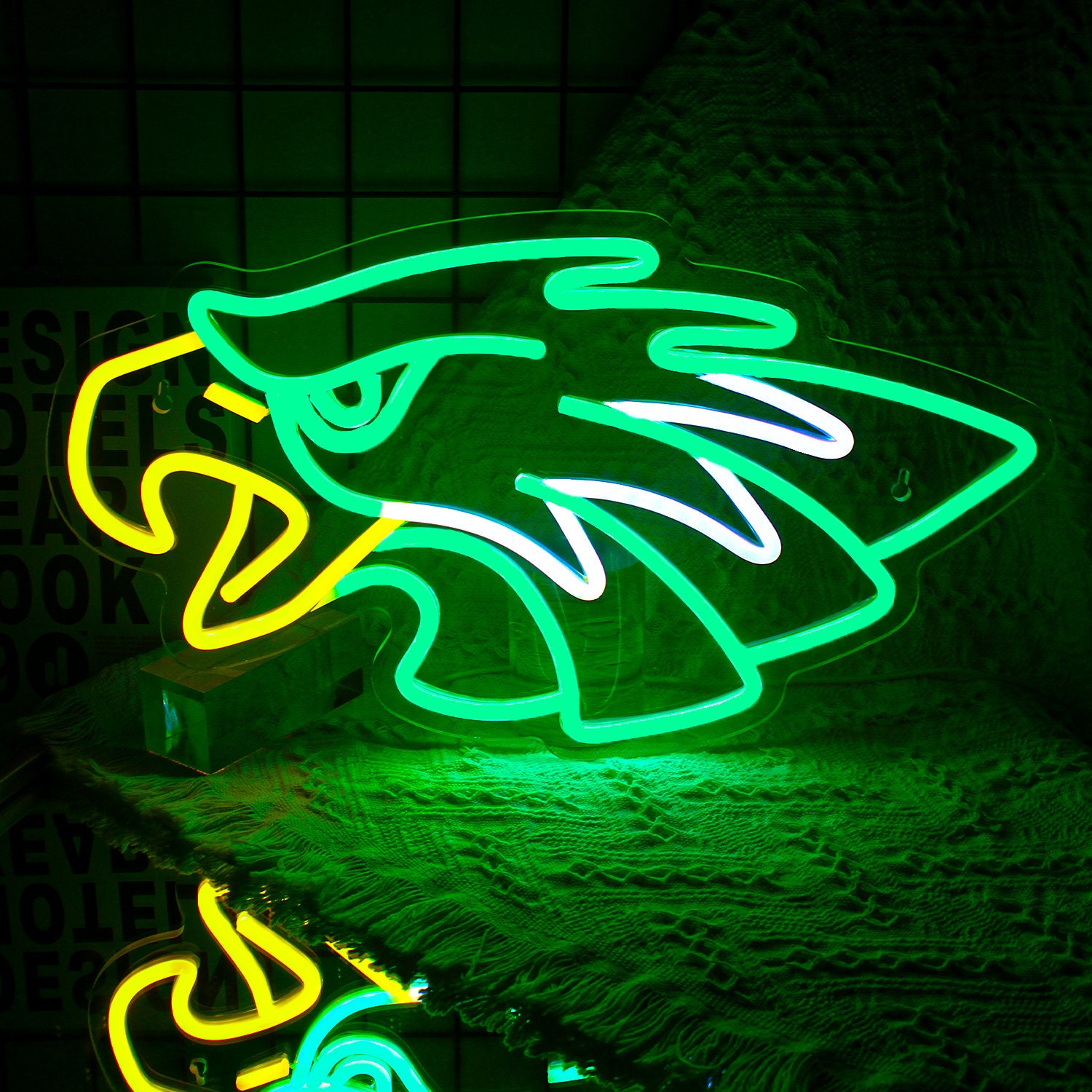 NFL Green Eagle Neon Sign Neon LED Sign Acrylic Neon Sign Football Fan LED Sign Man Cave Sign