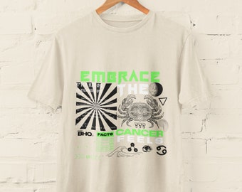 Cancer Zodiac T-Shirt, Celestial Astrology Tee, 90s Fashion