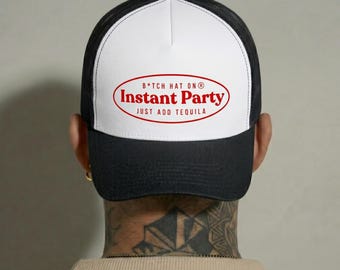 Instant Party Trucker Hat, Minimalist, Gen Z, Throw Back, Retr, 90s Vintage Hat