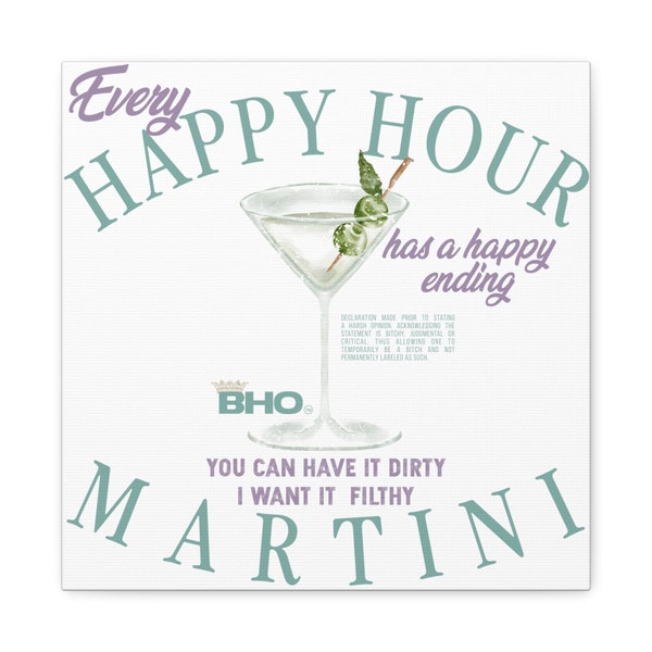 Martini Wall Art, Martini Wall Decor, College Dorm Decor, Martini Art Canvas, Alcohol Humor