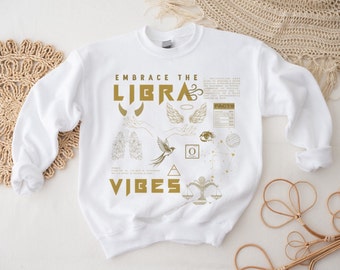 Libra Zodiac Sweatshirt, Star Sign Tee, Zodiac Crewneck, Designer Sweater, Festival Shirt, Birthday Astrology Gift, Group Sweatshirt