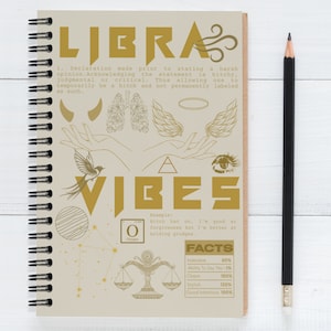 Libra Zodiac Notebook, Star Sign Notebook, Zodiac Journal, Star Sign Notebook, Lined Spiral Book, Birthday Astrology Gift, Valentine Gift