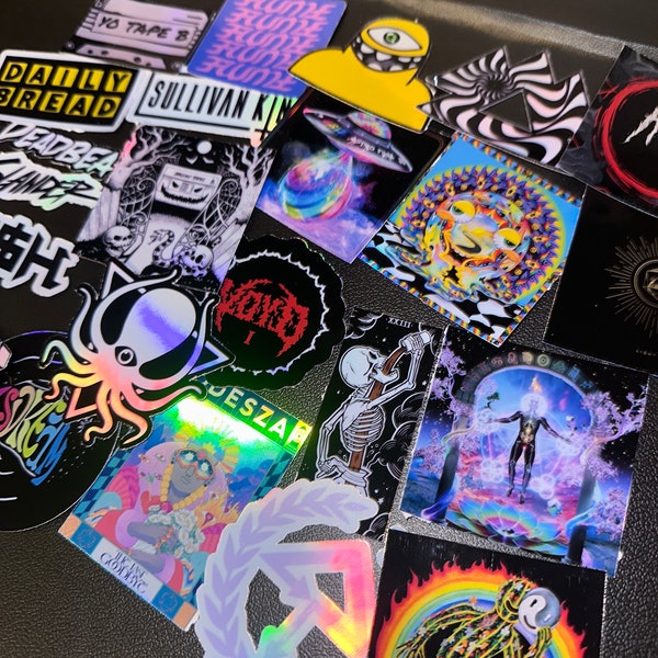 Pack d'autocollants Edm / Pack d'autocollants Trippy / Pack d'autocollants mystères / Pack d'autocollants de festival / Pack d'autocollants Rave / livraison gratuite