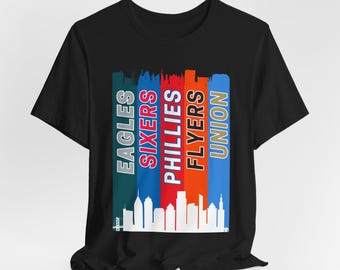 Philadelphia Sports Skyline Fan Tee, Unisex T-Shirt, Athletic Team Apparel, Retro Cityscape Shirt, Gift for Sports Fans