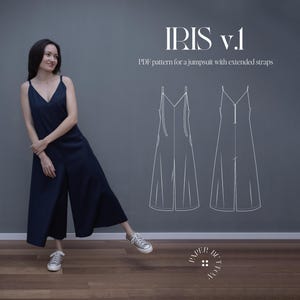 Wide-Leg Jumpsuit Sewing Pattern with Unique Side Insert: Beginner-Friendly DIY Clothes (PDF)