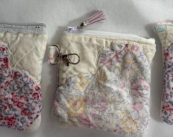 Vintage Heart Quilt Coin Purse