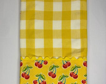 Adorable Cherry and yellow gingham kitchen towel