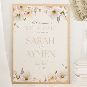 EDITABLE Nikkah Welcome Sign | Islamic Wedding Sign | Nikkah Wedding Sign | 3 Sizes Available 18x24, 24x26, 36x48 | Nikkah Decor