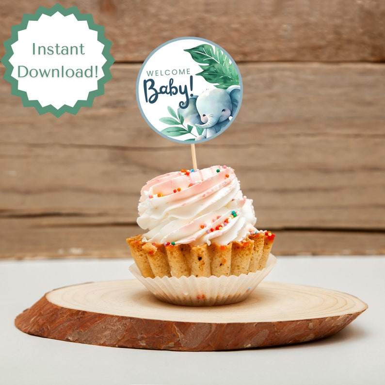 Jungle Safari Baby Cupcake Toppers Canva Template Instant Etsy