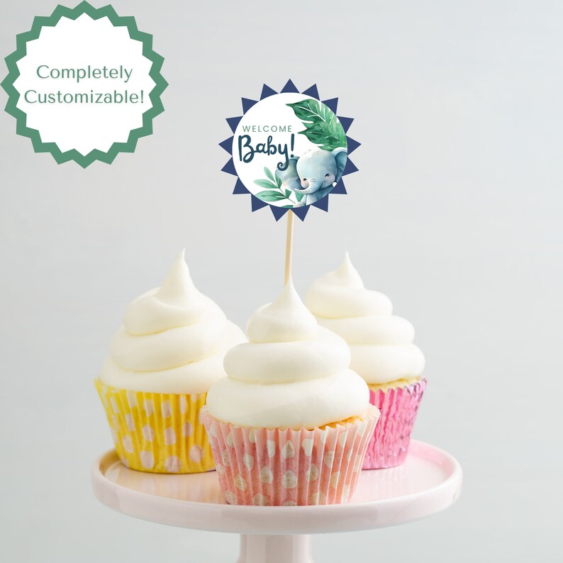 Jungle Safari Baby Cupcake Toppers Canva Template Instant Etsy