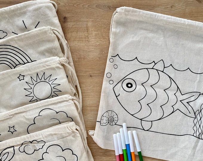 Color Your Own Bag/tote Bag Coloring Activity/kids Activites/kids Art ...