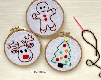 Weihnachten Kinder Nähset/Stickereiset für Kinder/Kinder Basteln und Aktivitäten/Kinder erstes Nähprojekt