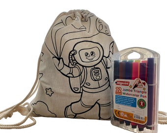 Kids Coloring Tote Bag/Craft Activity/Colour Your Own Canvas Bag/Tore BAg Coloring Activity/Great Kids Part Activity