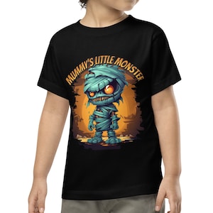 Mummy&#39;s Little Monster, Toddler Short Sleeve Tee Great Gift For Halloween, Scary, Funny, Cute Cartoon Mummy Design