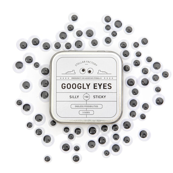 Googly Eyes: Emergency Use Adhesive Eyeballs in Giftable Steel Tin - 150 pcs, 3 Sizes