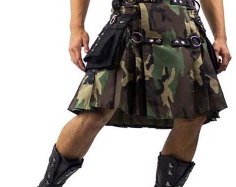 Men's Scottish Utility Kilts (Sizes 28" to 62") Tactical Kilts, Custom Military Kilts Highland Utility Kilts Army Kilts and Camo Skirt Kilts