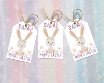 Personalized Easter Basket Tags: Pastel Bunny Gift Labels (Printable)