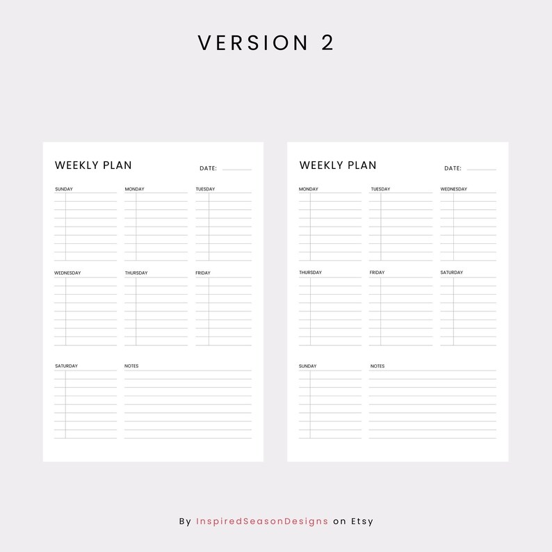 Weekly Planner With 4 Versions, Printable Planner Template Fillable ...