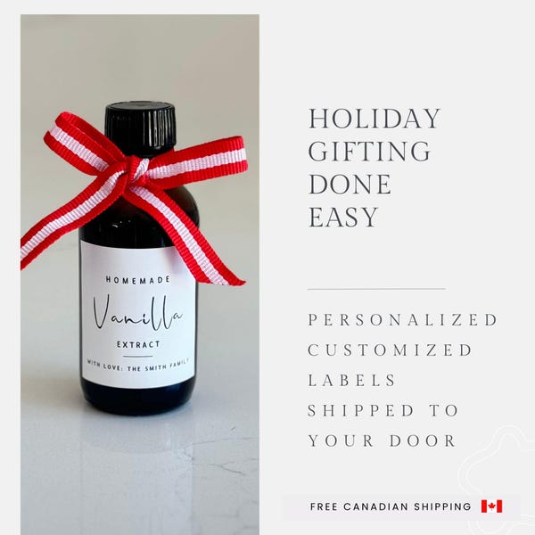 Personalized Vanilla Bottle Labels • Water & Oil Resistant Stickers