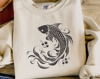 Koi Fish Sweatshirt, Japanese Aesthetic Unisex Sweater