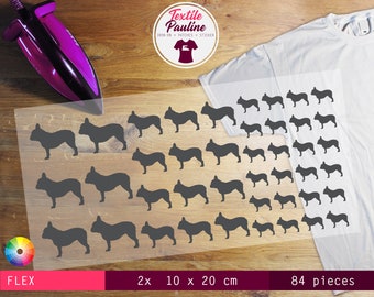 Iron-on / ironing image FRENCH BULLDOG / French Bulldog - 84 pieces / pieces (2x - 10 x 20 cm) - flex foil / flex foil