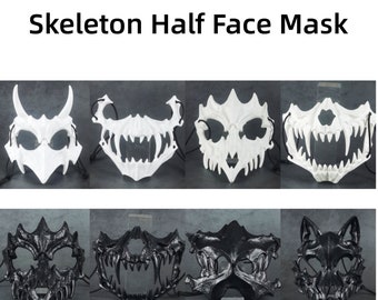 Skelett-Halbgesichtsmaske, Cosplay-Skelettmaske, Unisex-Halbgesichts-Werwolf-Maske, Cosplay-Tier-Skelettmaske, Halloween-Karneval-Party-Requisiten
