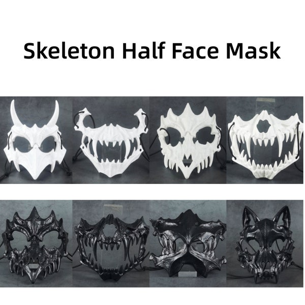 Skeleton Half Face Mask, Cosplay Skeleton Mask Unisex Half Face Werewolf Mask, Cosplay Animal Skeleton Mask , Halloween Carnival Party Props