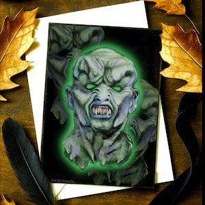 A6 kippenvelkaart Haunted Mask Halloween-kunst
