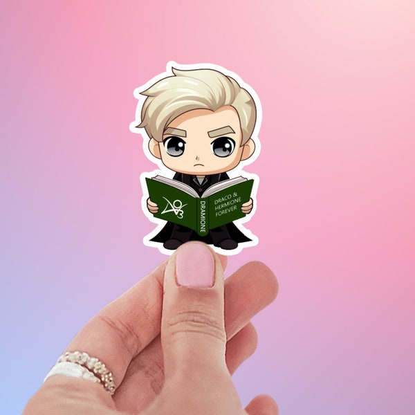 Draco Reading Dramione Sticker - Dramione Lovers - Dracotok - Draco and Hermione Fanfic - Waterproof Stickers - Malfoy Lovers - AO3