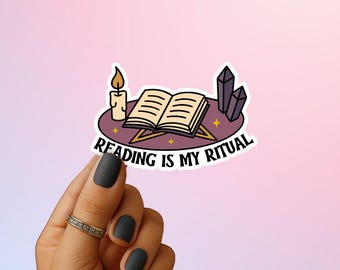 Book Reading Ritual Sticker - Witchy Book Lover Vinyl Decal