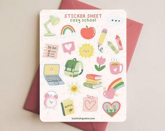 Kawaii School Planner Sticker Sheet: Cozy Back to School Decor