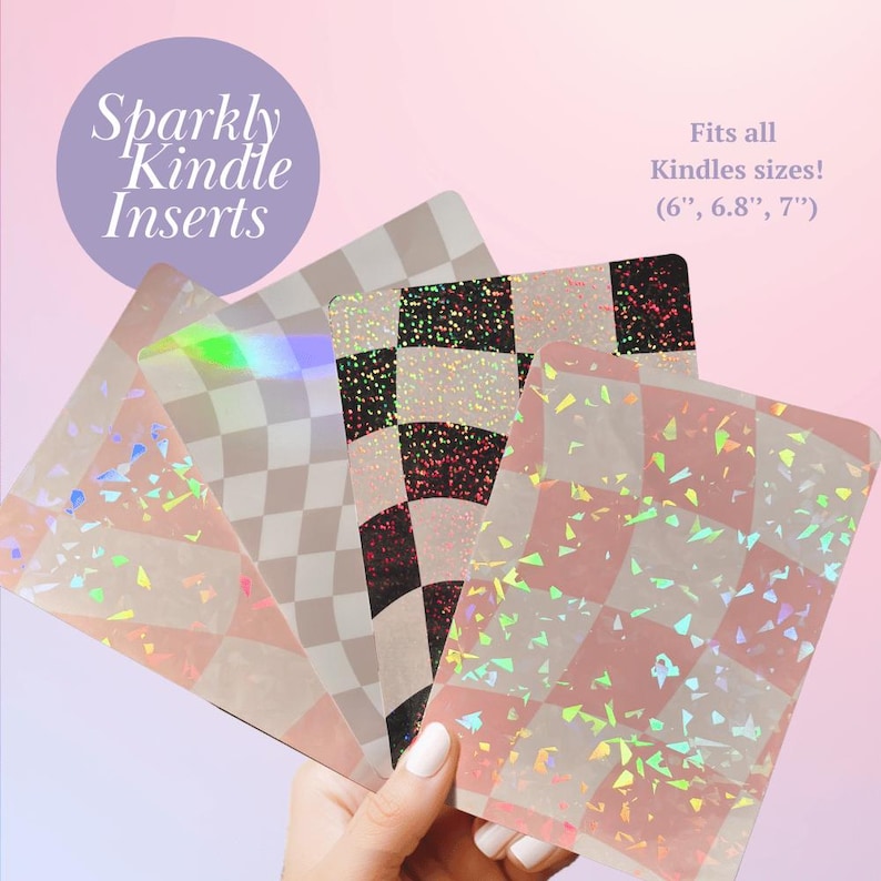 Checkered Kindle Case Insert E-reader Sparkly Decor for Book Lovers