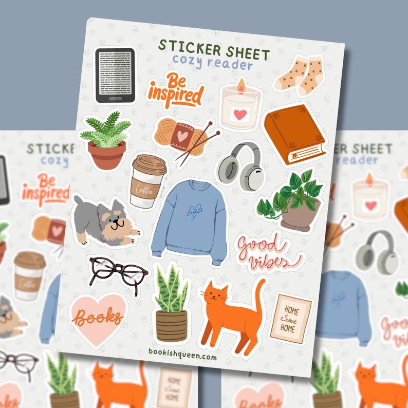 Book nerd aesthetic stickers for cozy planners