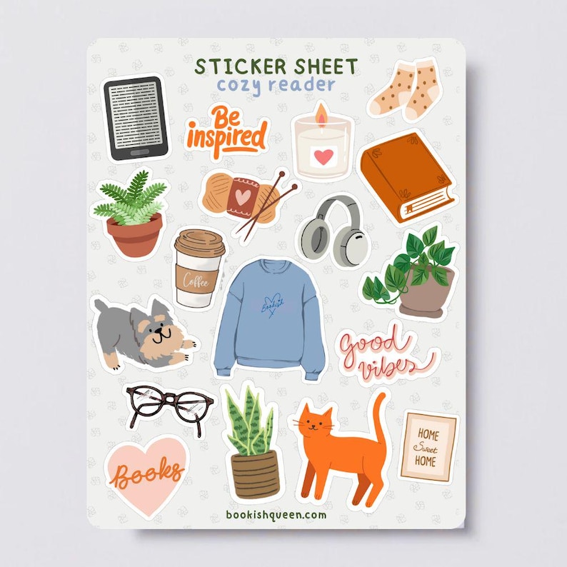 Kawaii bookish sticker sheet for stationery lovers